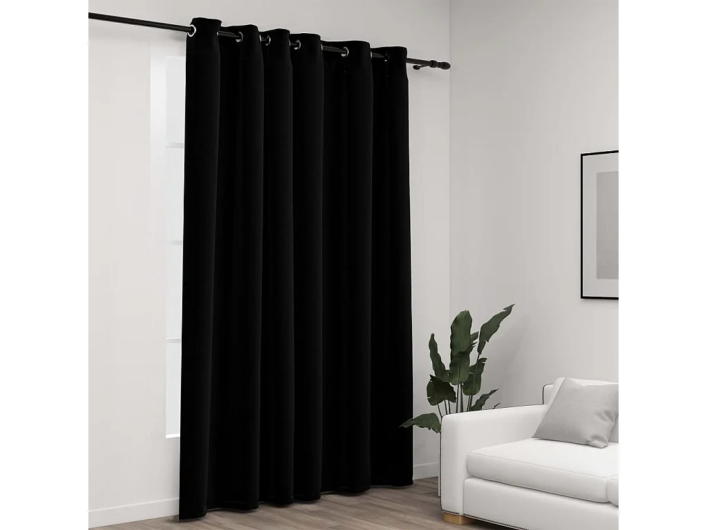 Rideau occultant Aspect de lin avec œillets Noir 290x245 cm