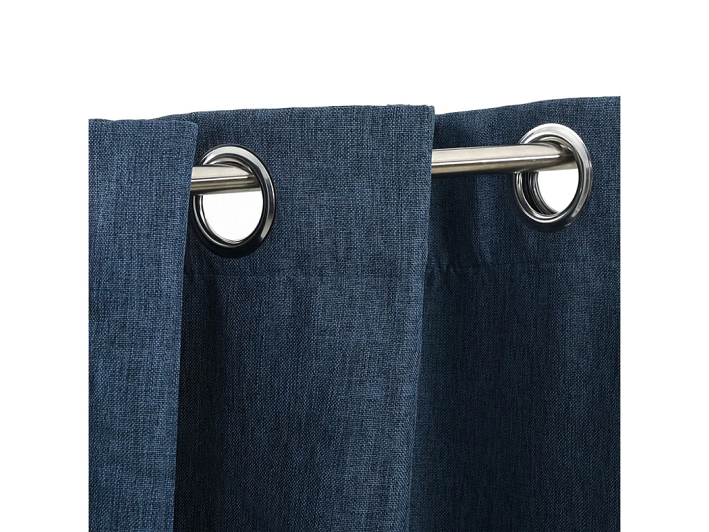 Tende oscuranti effetto lino con occhielli 2 pz Blu 140x225 cm