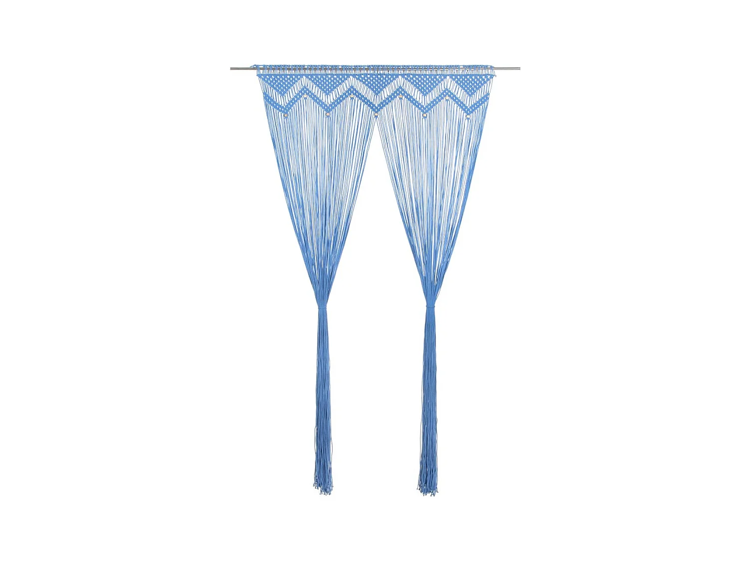 Rideau en macramé Bleu 140x240 cm Coton