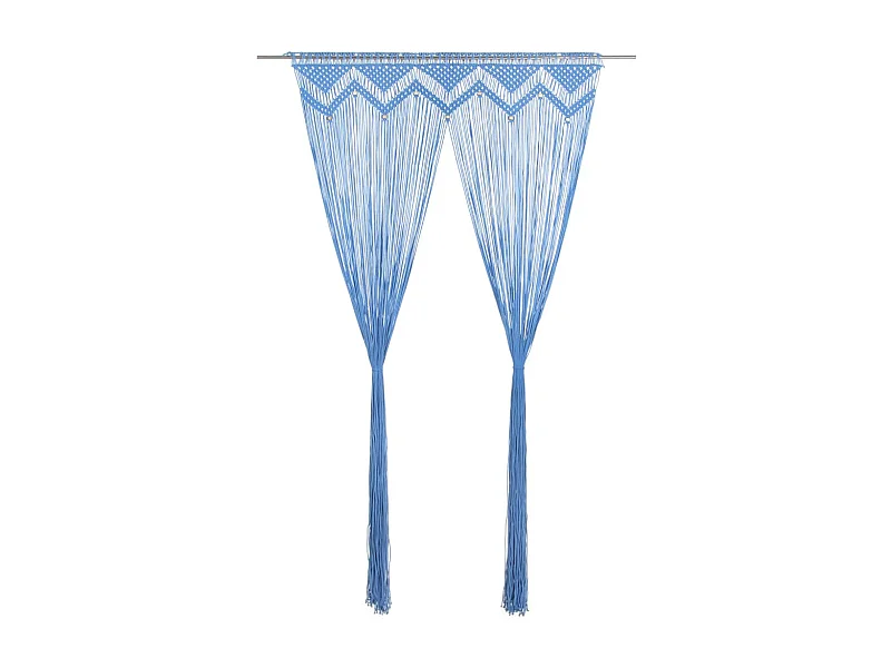 Rideau en macramé Bleu 140x240 cm Coton