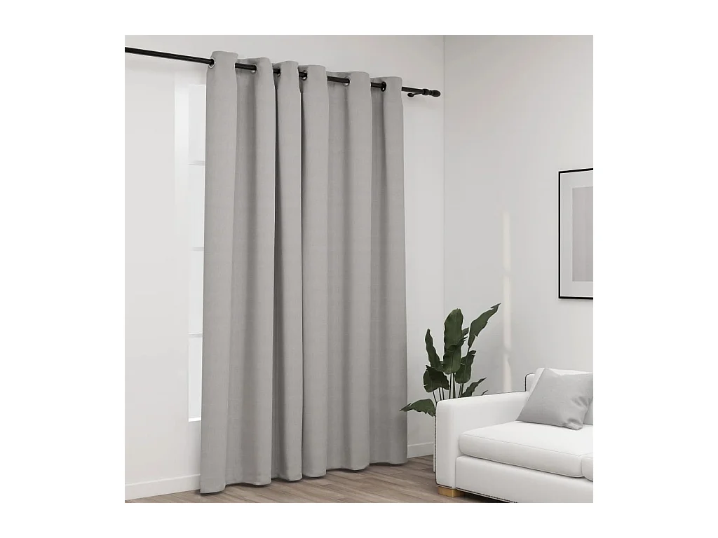 Rideau occultant Aspect de lin avec œillets Gris 290x245 cm