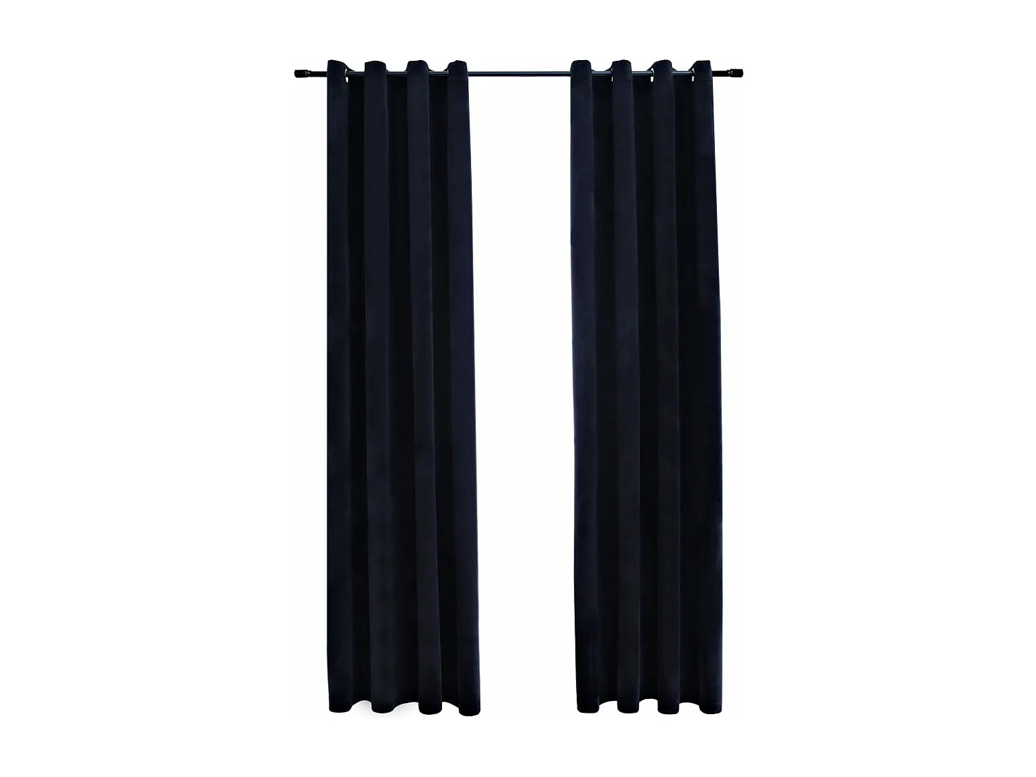 Rideaux occultants avec anneaux 2 pcs Velours Noir 140x225 cm