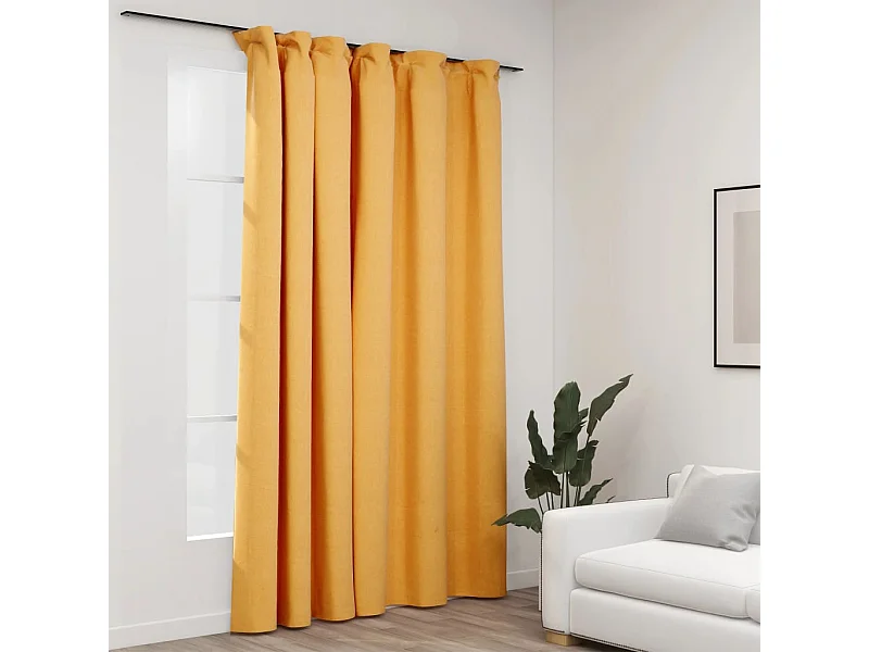 Tenda oscurante effetto lino con ganci Giallo 290x245 cm