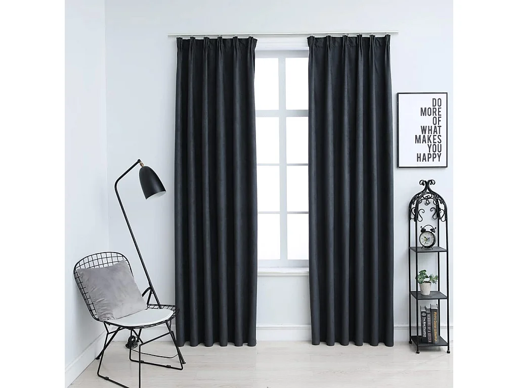 Tende oscuranti con ganci 2 pz Antracite 140x225 cm