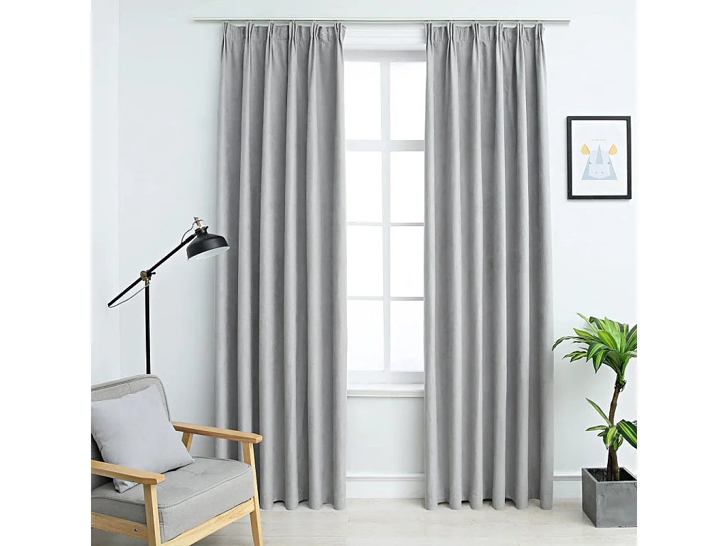Tende oscuranti con ganci 2 pz Grigio 140x225 cm