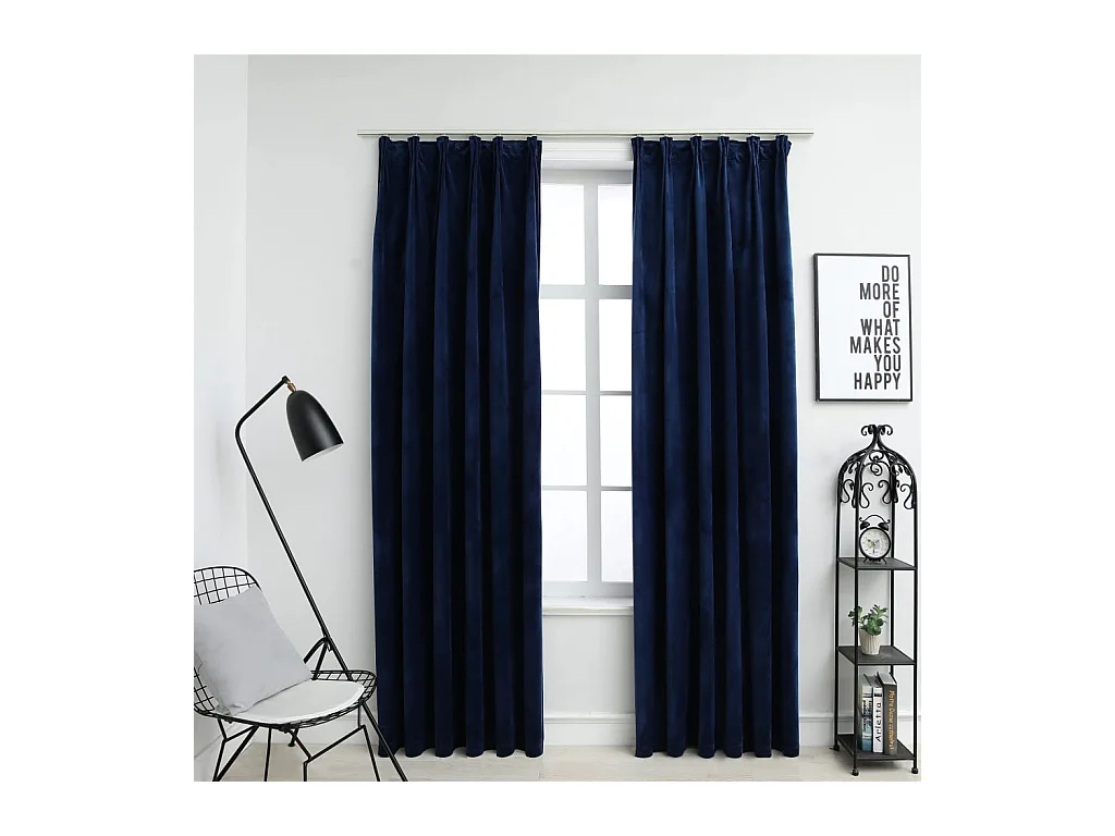 Rideaux occultants et crochet 2pcs Velours Bleu foncé 140x245cm
