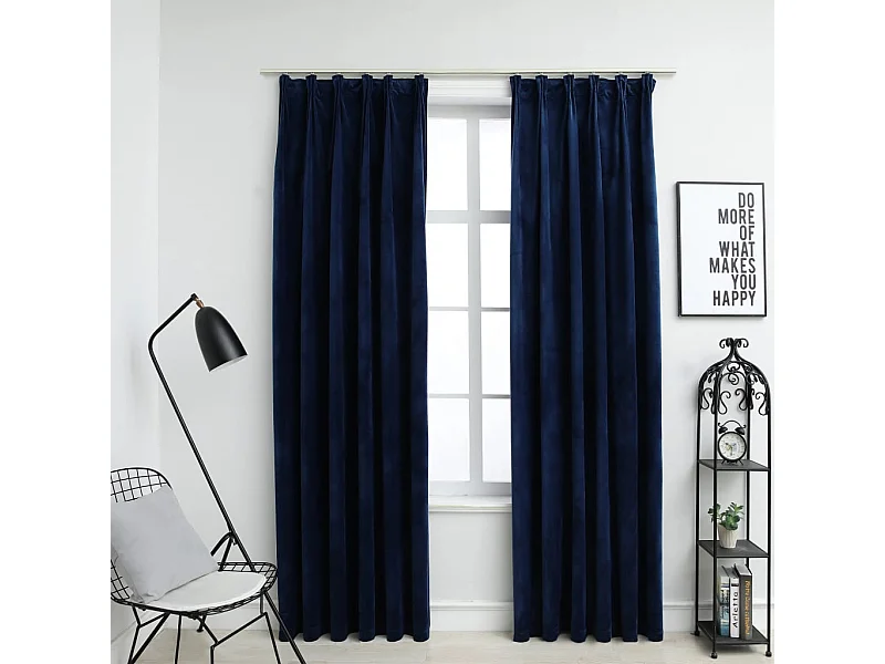 Tende oscuranti e gancio 2pz Velluto Blu scuro 140x245 cm