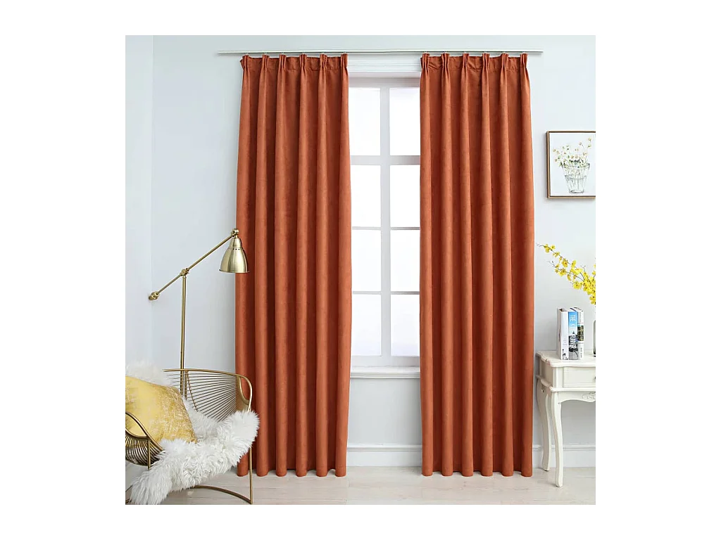 Rideaux occultants avec crochets 2 pcs Rouille 140x245 cm
