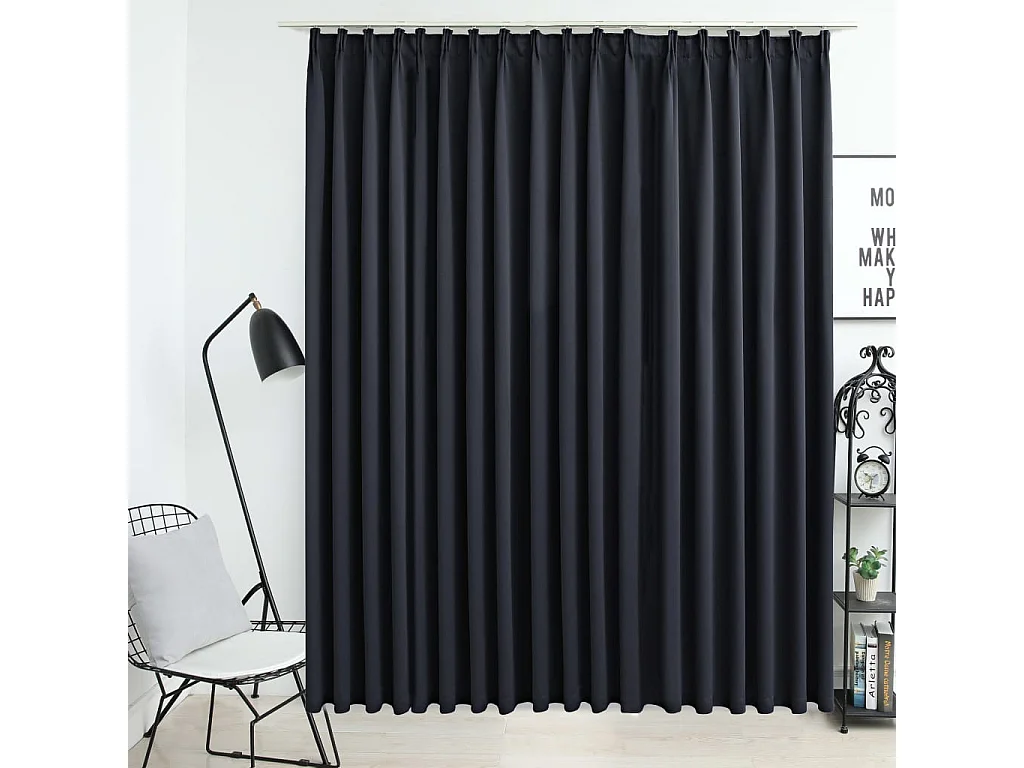 Rideau occultant avec crochets Noir 290x245 cm