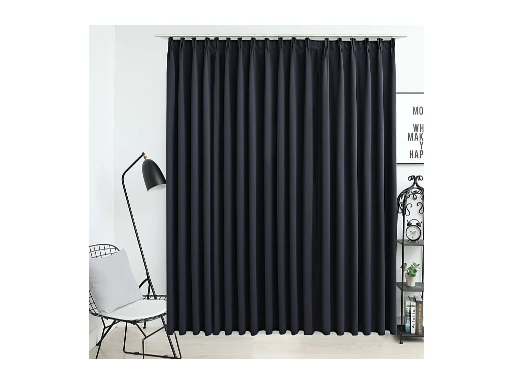 Rideau occultant avec crochets Noir 290x245 cm