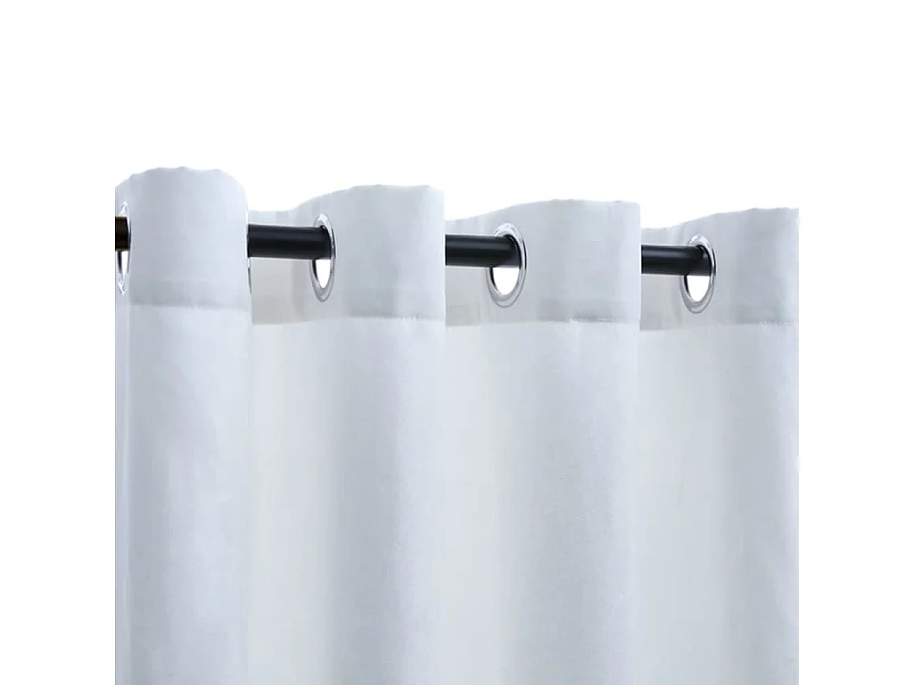 Cortina opaca y anillas de metal 2uds Blanco roto 140x245cm