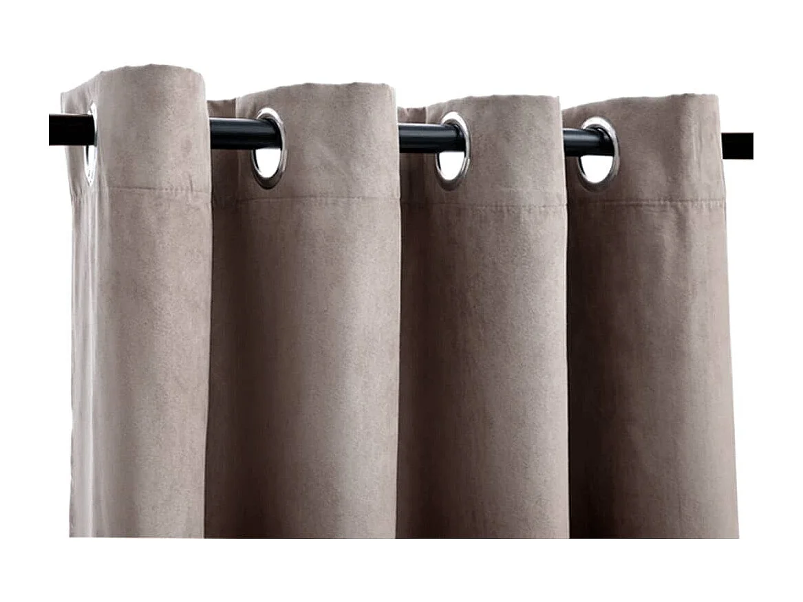 Rideaux occultants avec anneaux en métal 2 pcs Taupe 140x175 cm