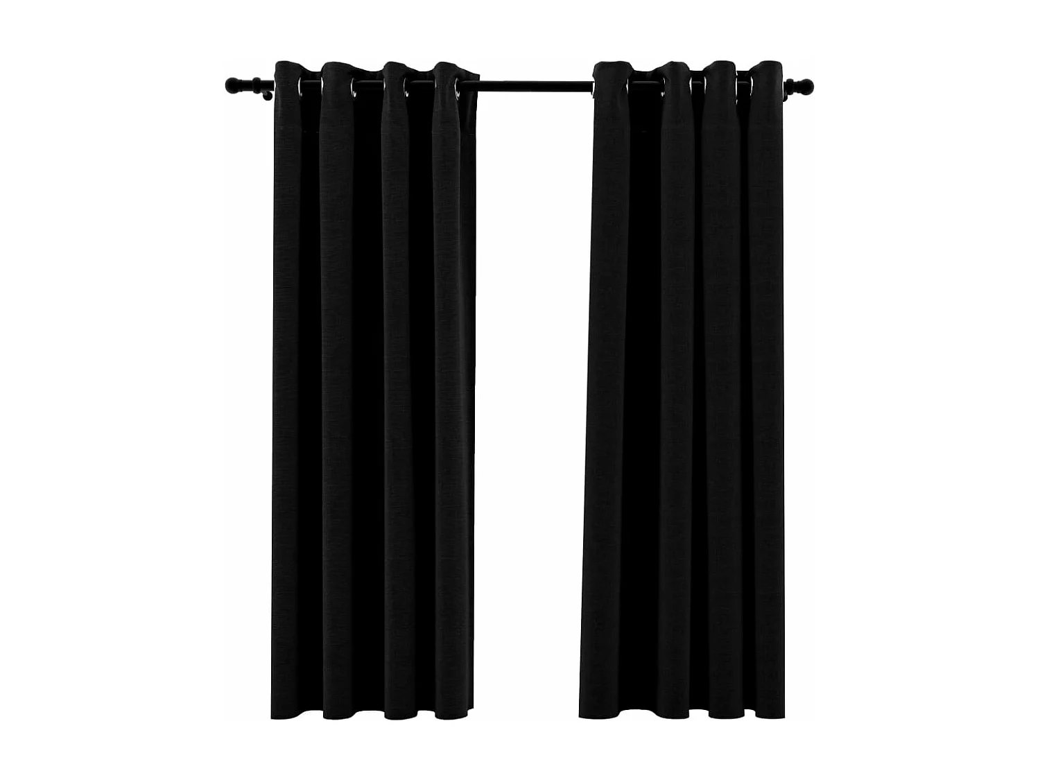 Tende oscuranti effetto lino con occhielli 2 pz Nero 140x175 cm