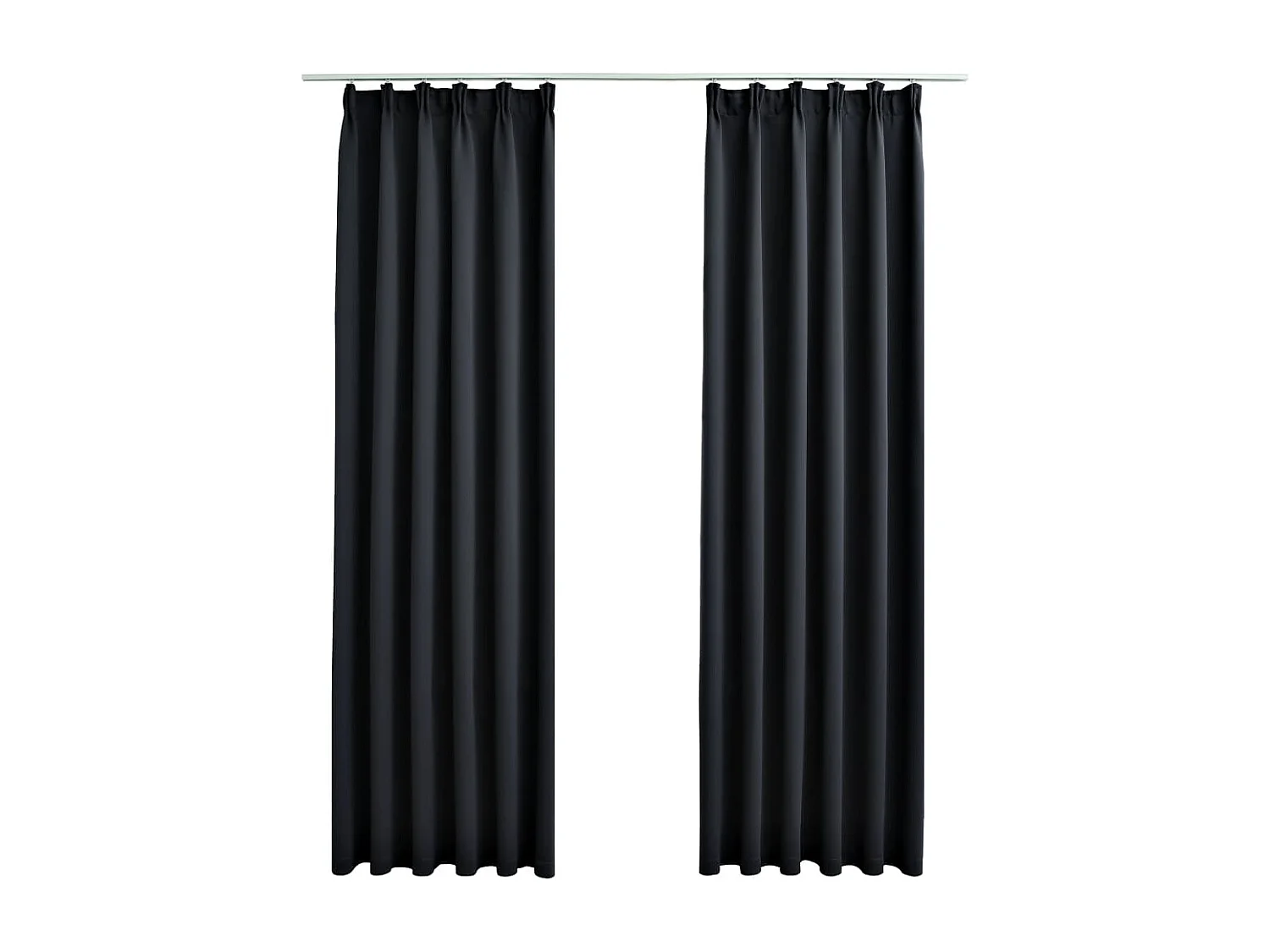 Cortinas blackout com ganchos 2 peças pretas 140x245 cm