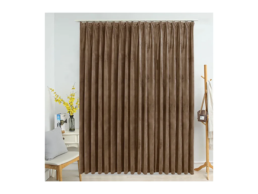 Rideau occultant avec crochets Velours Beige 290x245 cm