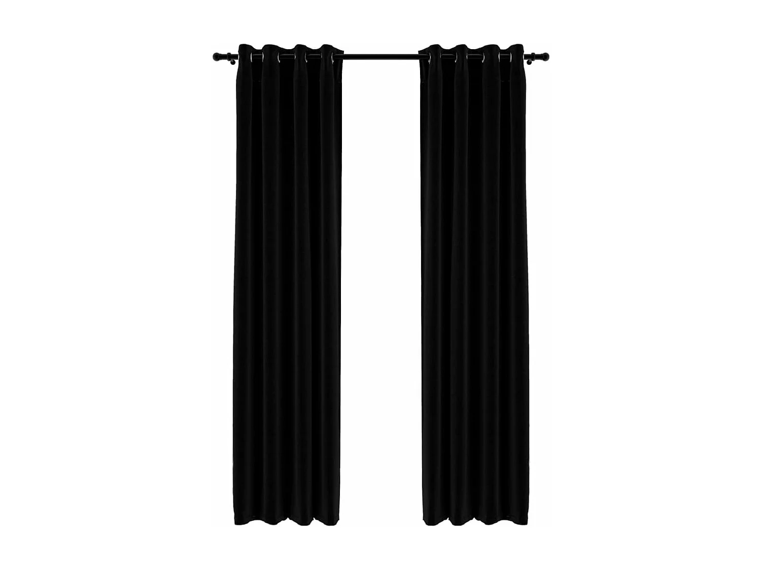 Tende oscuranti effetto lino con occhielli 2 pz Nero 140x245 cm