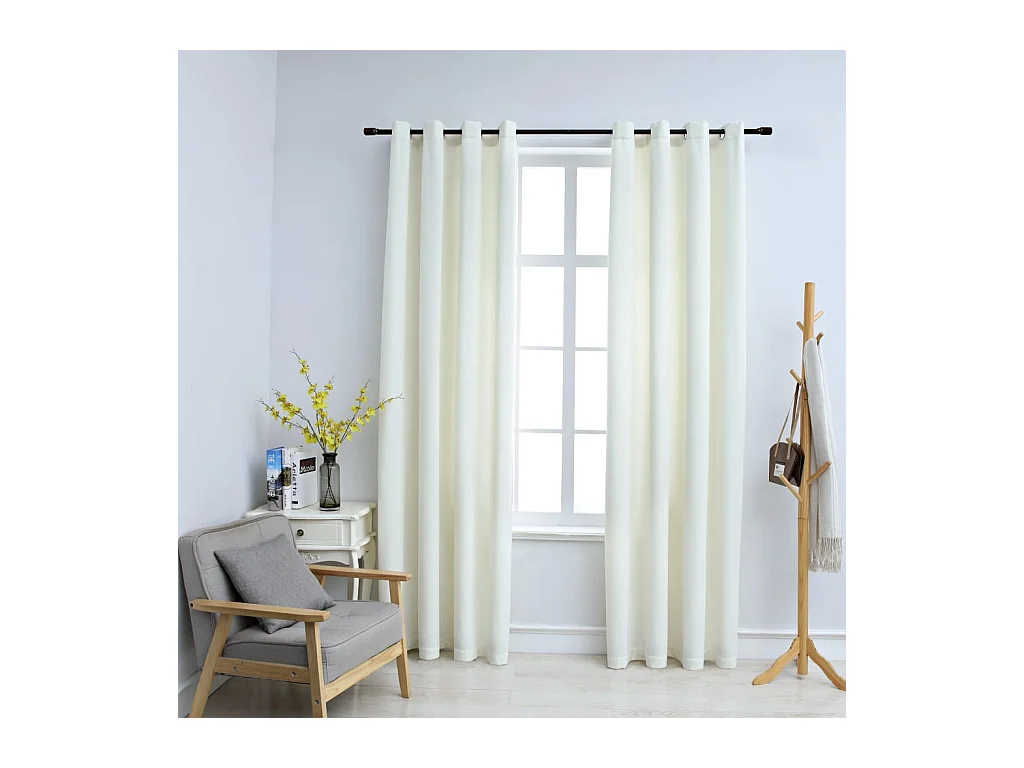 Verduisteringsgordijnen met ringen 2 stuks Crème Fluweel 140x225 cm