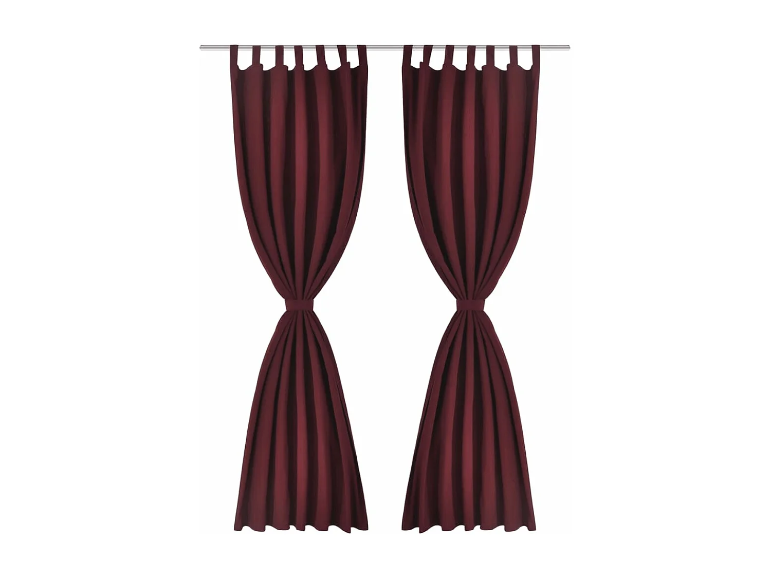 2 tende con passanti in micro raso bordeaux 140 x 225 cm