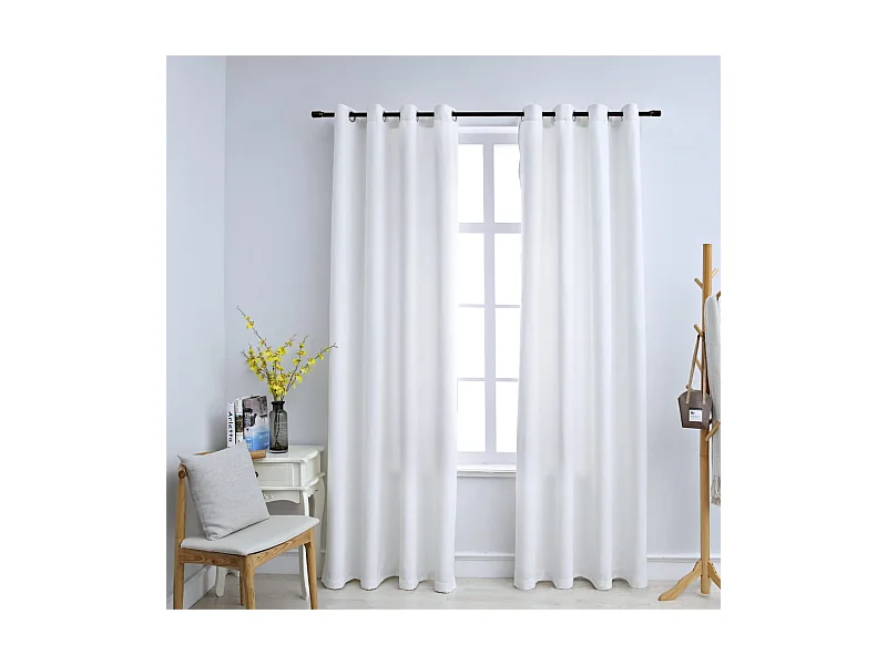 Tenda oscurante e anelli in metallo 2 pezzi Bianco sporco 140x225 cm
