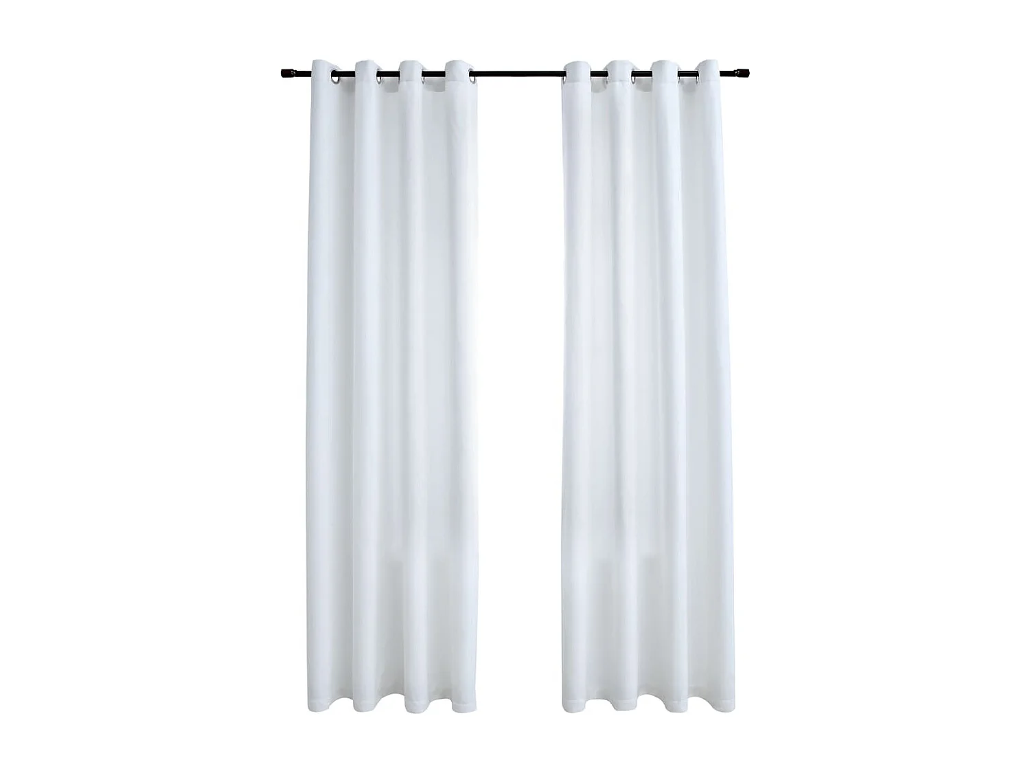 Rideau occultant et anneaux en métal 2pcs Blanc cassé 140x225cm