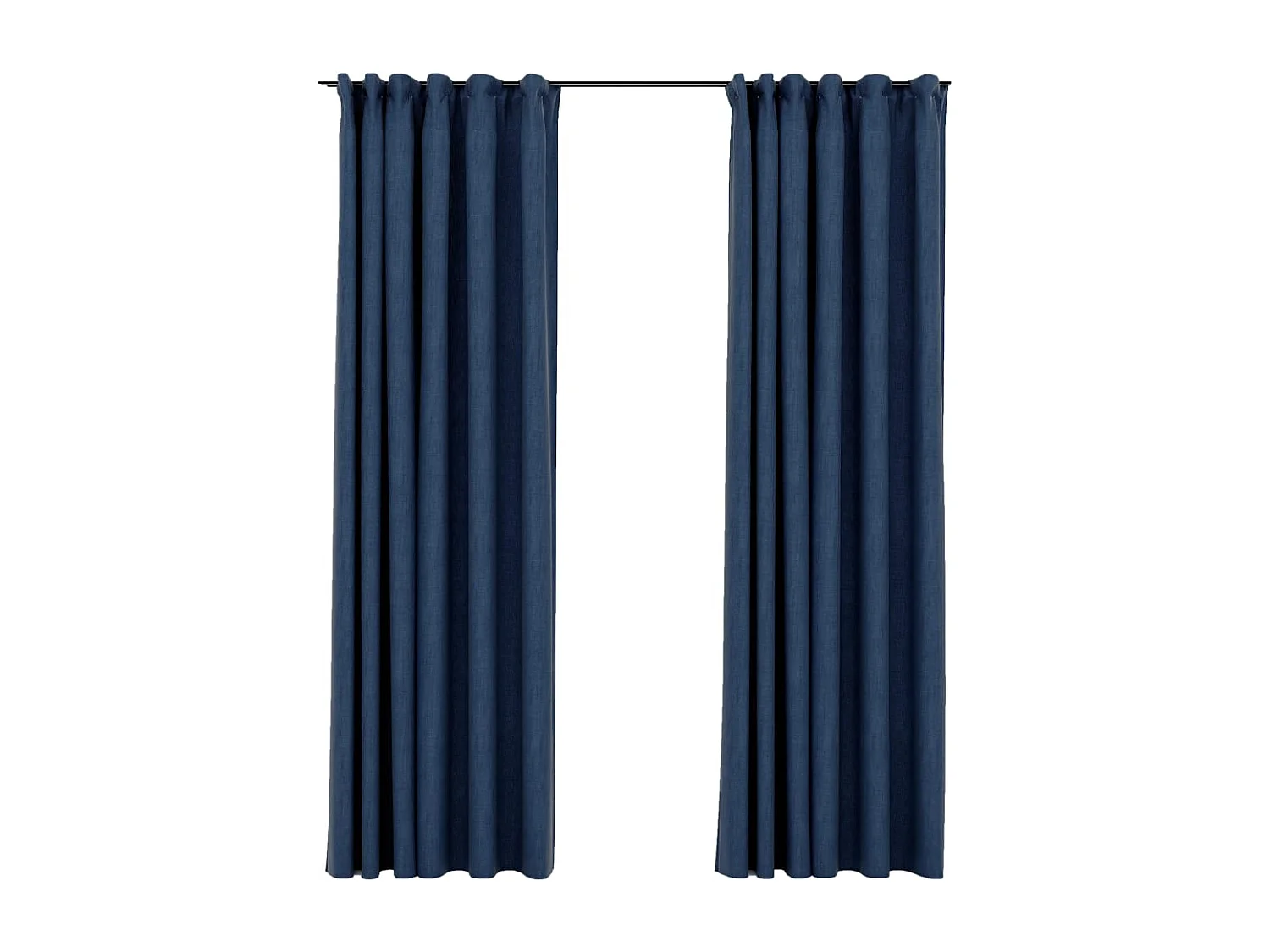 Rideaux occultants aspect lin avec crochets 2pcs Bleu 140x245cm