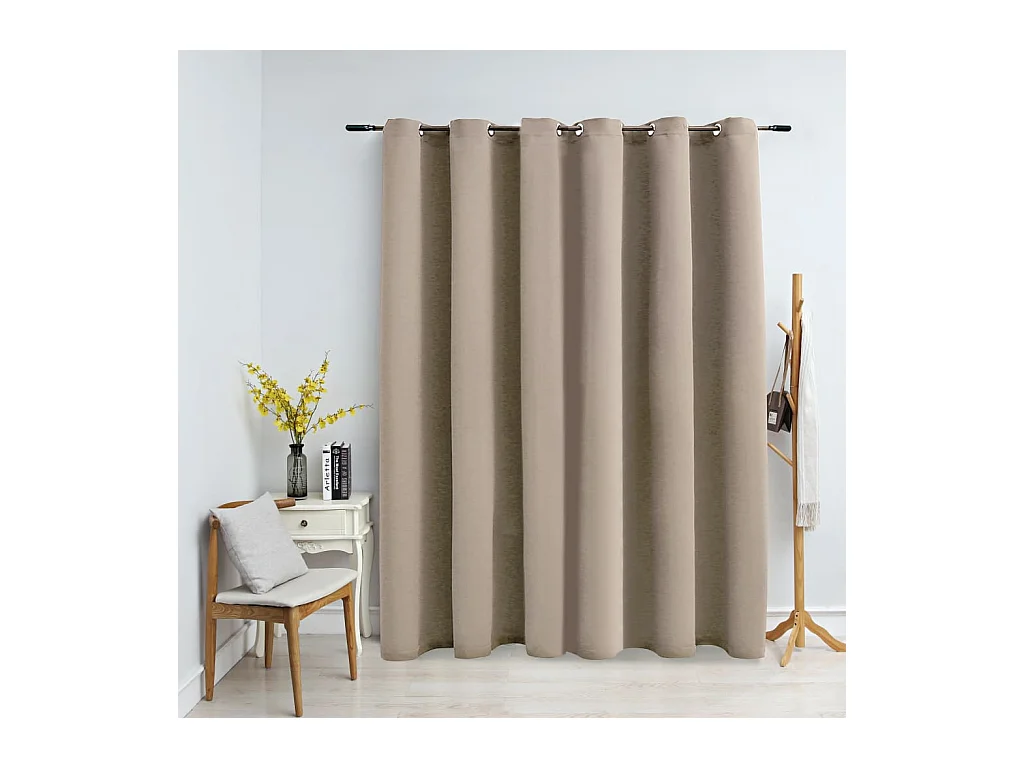 Rideau occultant avec anneaux en métal Beige 290x245 cm