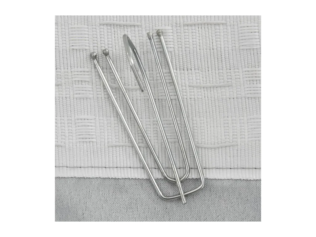 Cortina opaca aspecto lino con ganchos Gris 290x245 cm