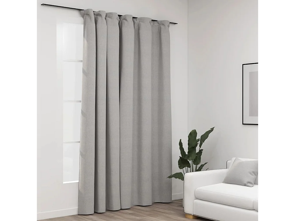 Tenda oscurante effetto lino con ganci Grigio 290x245 cm