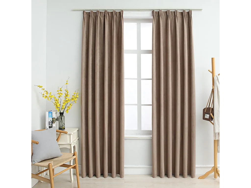Tende oscuranti con ganci 2 pz Tortora 140x245 cm
