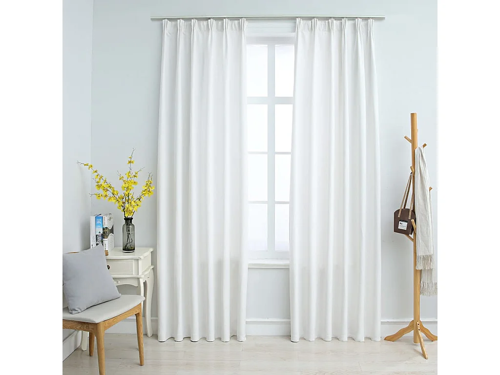 Tende oscuranti con ganci 2 pz Bianco sporco 140x225 cm