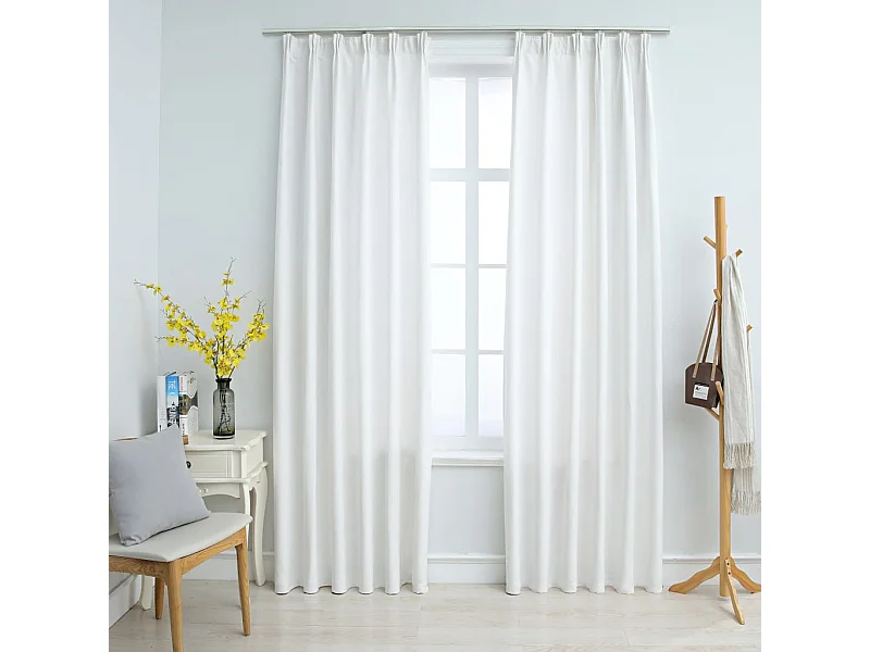 Tende oscuranti con ganci 2 pz Bianco sporco 140x225 cm