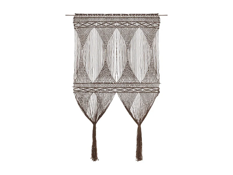 Rideau en macramé Taupe 140x240 cm Coton