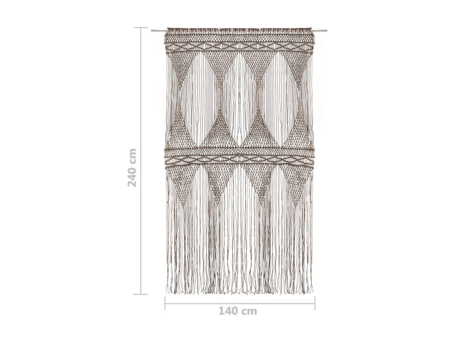 Rideau en macramé Taupe 140x240 cm Coton