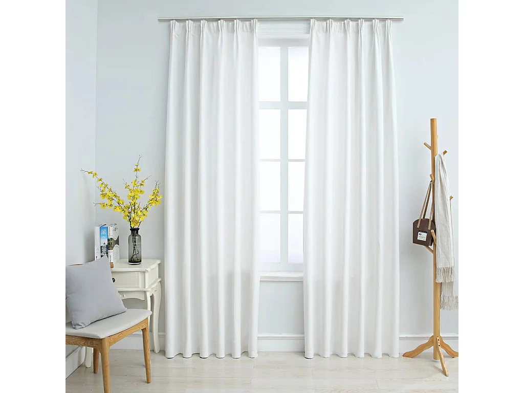 Cortinas blackout com ganchos 2 peças Branco natural 140x245 cm