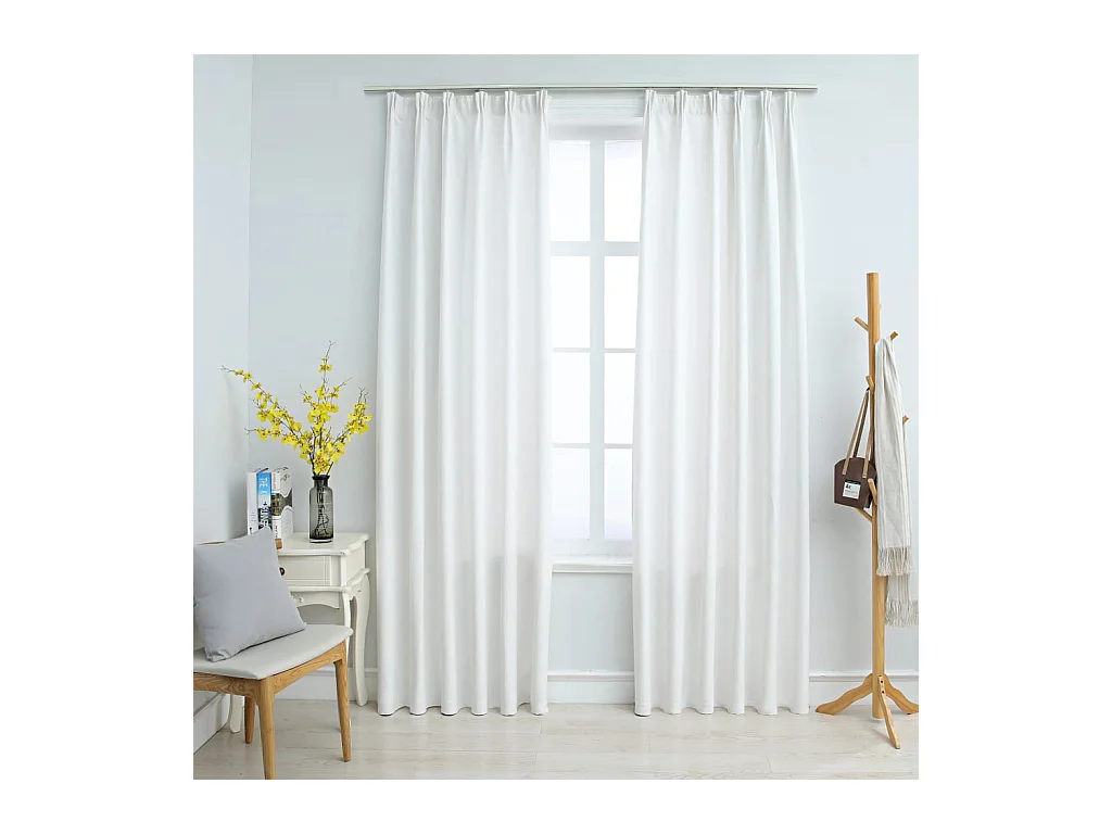 Tende oscuranti con ganci 2 pz Bianco sporco 140x245 cm