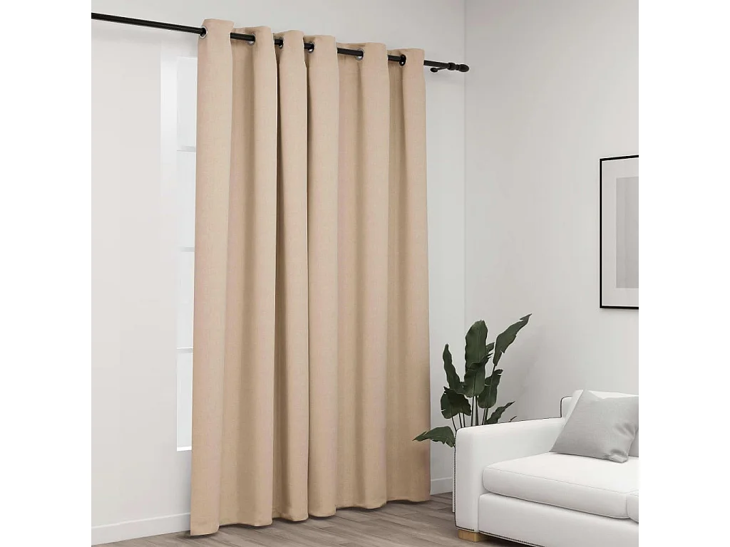 Tenda oscurante effetto lino con occhielli beige 290x245 cm