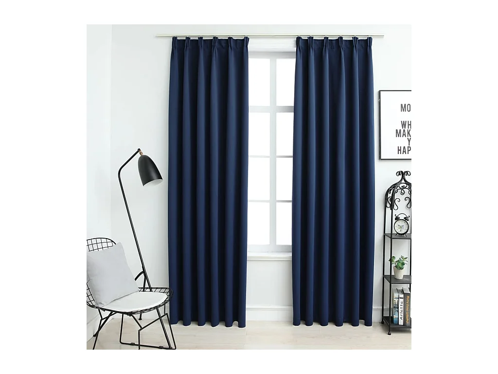 Rideaux occultants avec crochets 2 pcs Bleu 140x245 cm