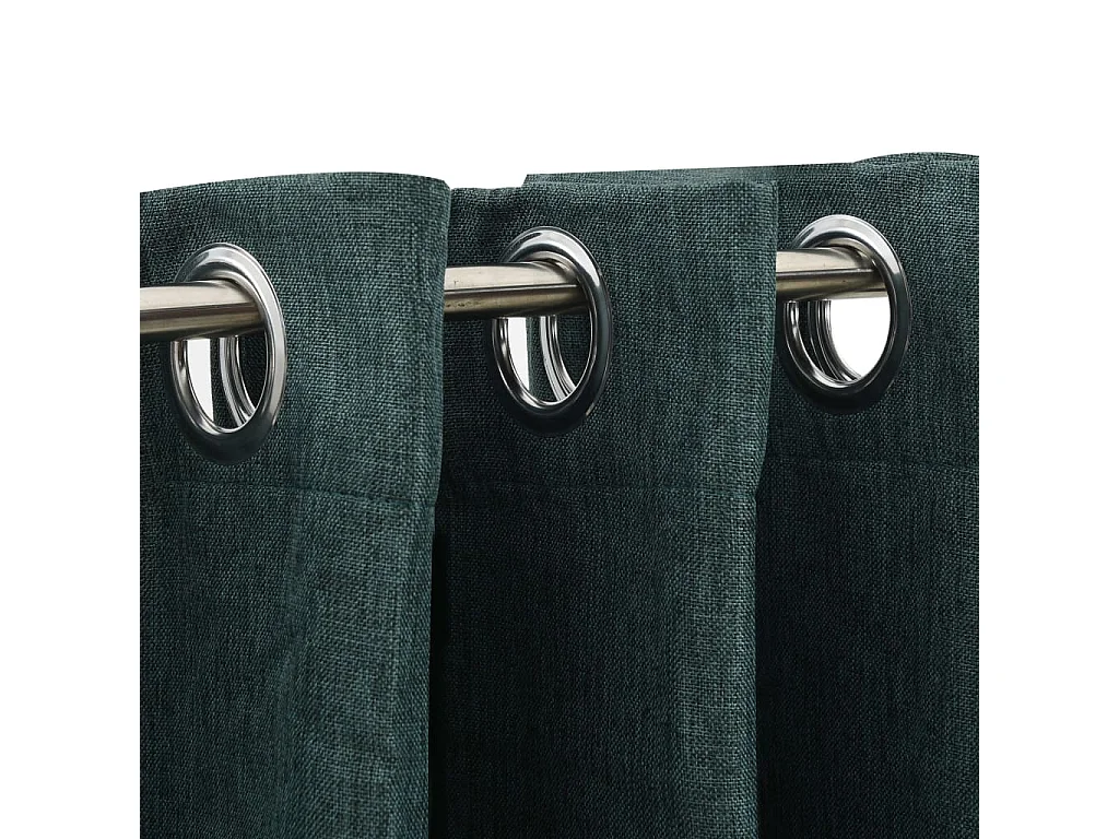 Rideaux occultants Aspect lin avec œillets 2 pcs Vert 140x225cm
