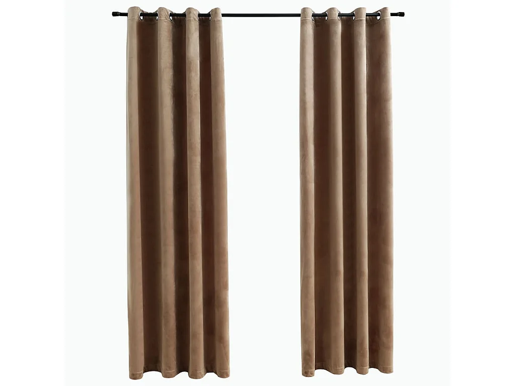 Rideaux occultants avec anneaux 2 pcs Velours Beige 140x175 cm