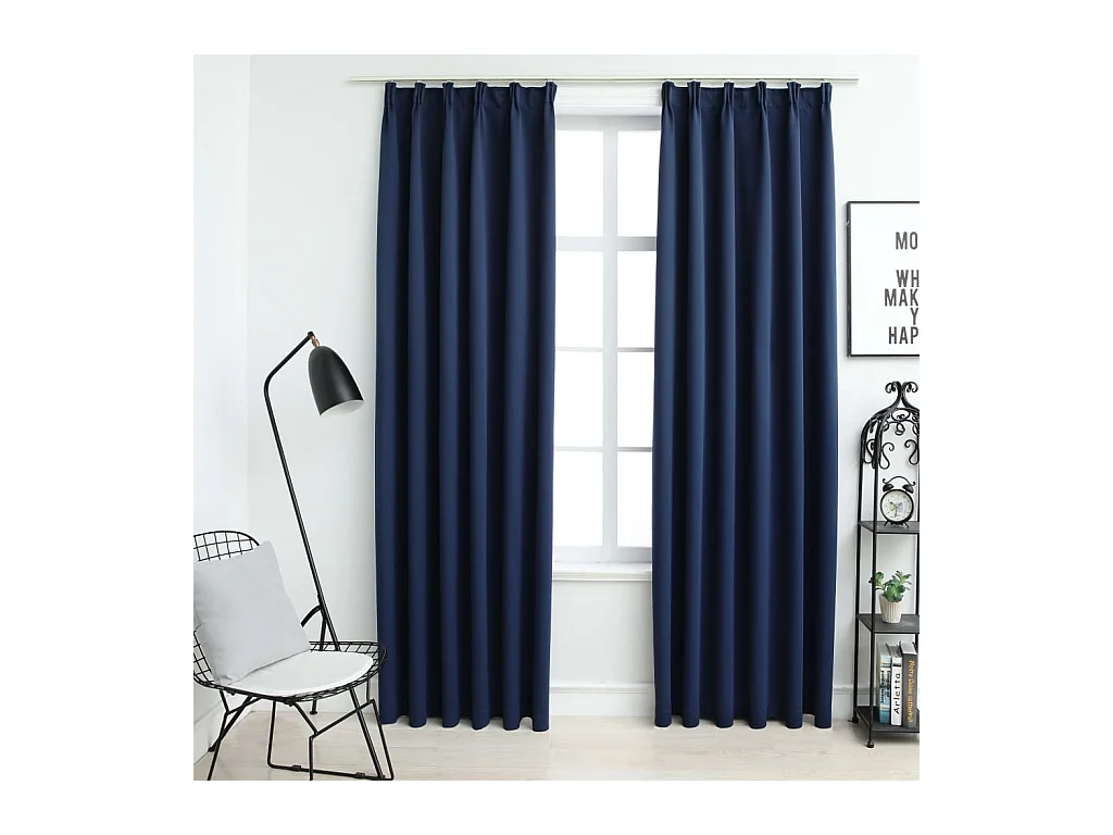 Rideaux occultants avec crochets 2 pcs Bleu 140x225 cm