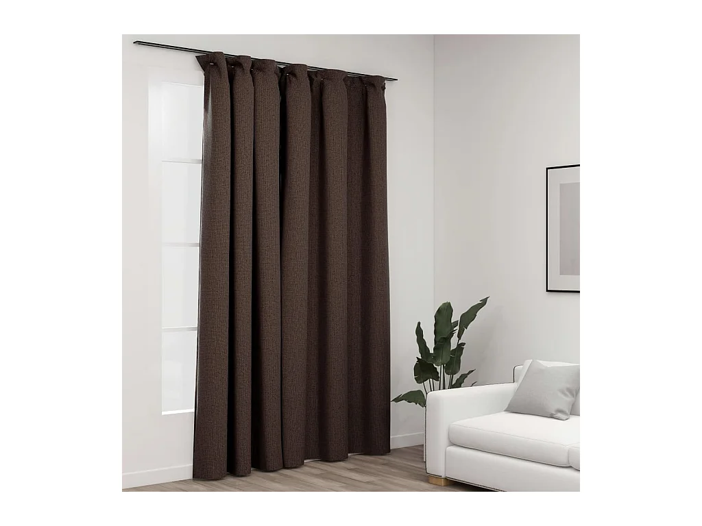 Tenda oscurante effetto lino con ganci Tortora 290x245 cm