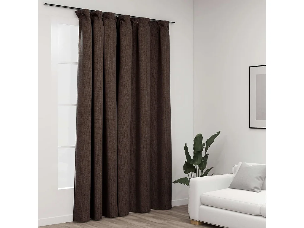 Rideau occultant d'aspect de lin avec crochets Taupe 290x245 cm