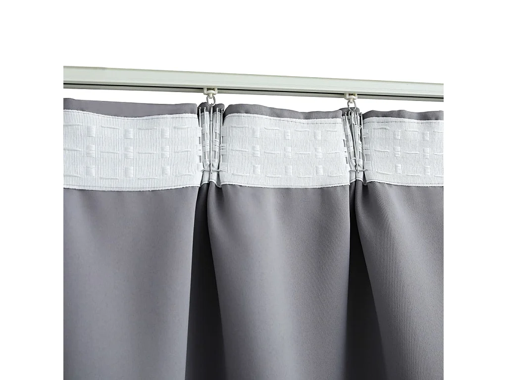 Cortinas opacas con ganchos 2 uds Gris 140x225 cm