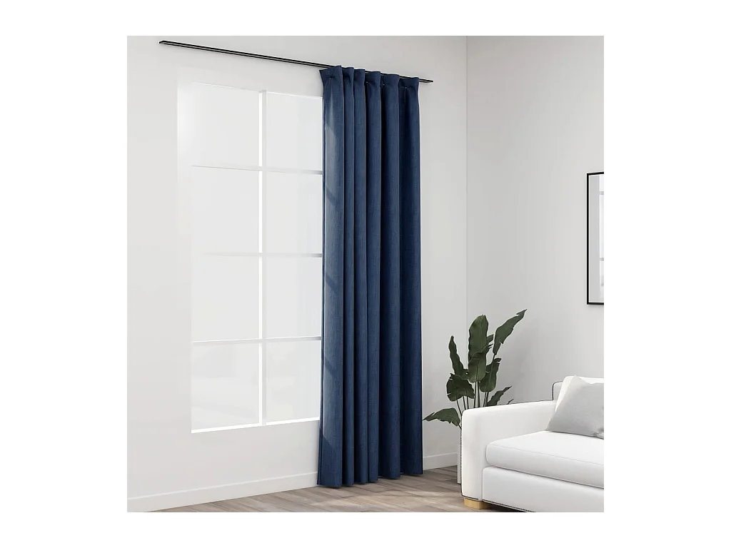 Tenda oscurante effetto lino con ganci Blu 290x245 cm