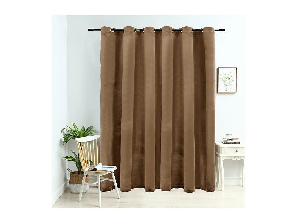 Verduisteringsgordijn met metalen ringen Fluweel Beige 290x245 cm