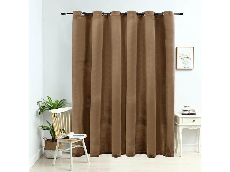 Rideau occultant avec anneaux en métal Velours Beige 290x245 cm