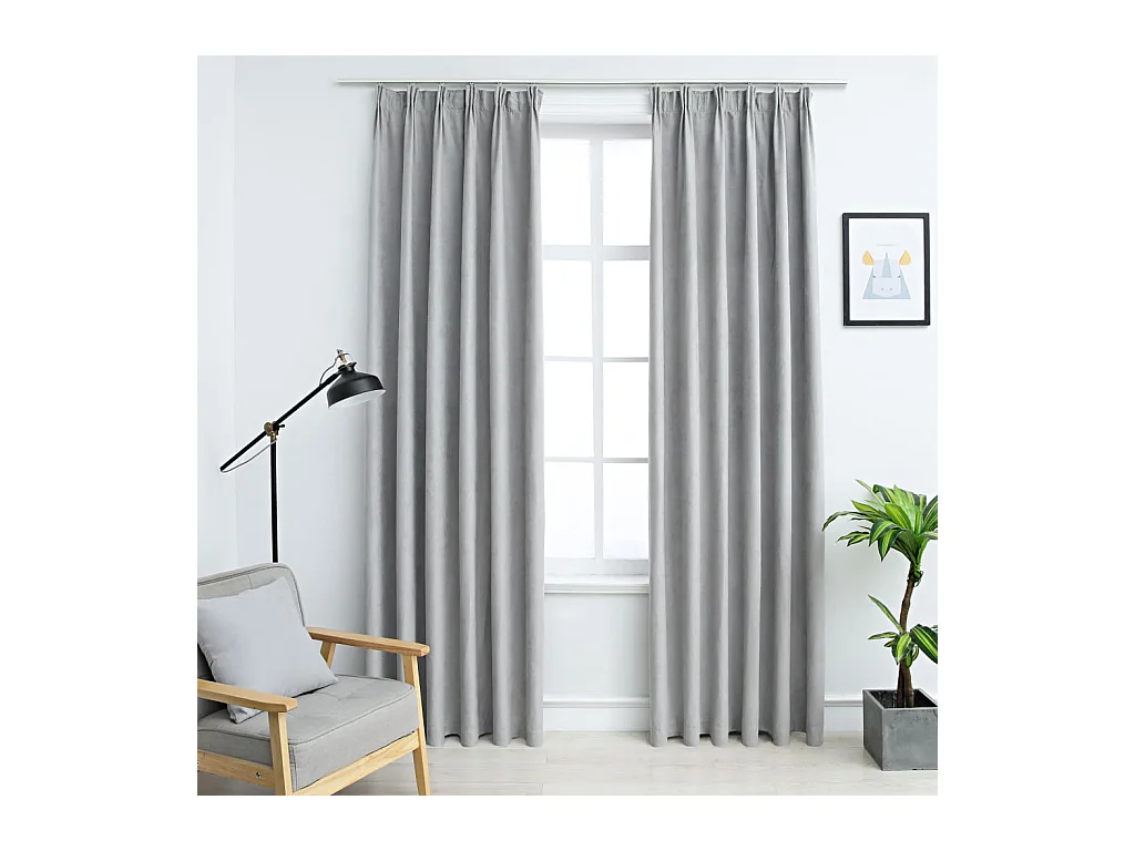 Tende oscuranti con ganci 2 pz Grigio 140x175 cm