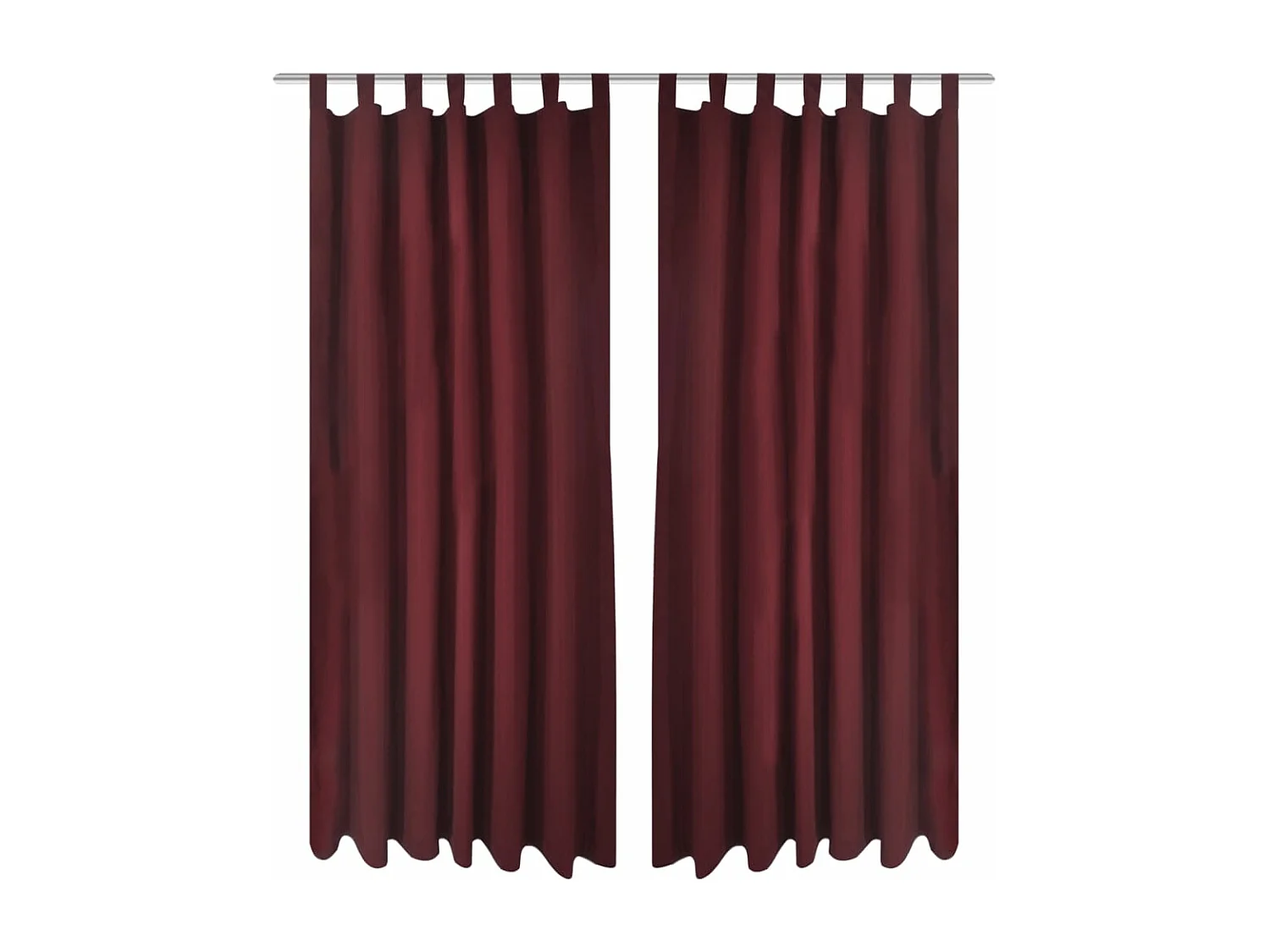 2 stuks bordeauxrood microsatijnen lusgordijn 140 x 175 cm