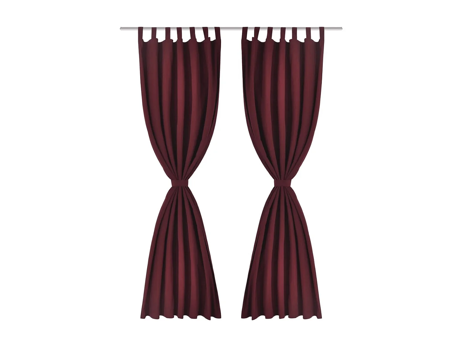 2 pcs Rideau à Passant Micro Satin Bordeaux 140 x 175 cm