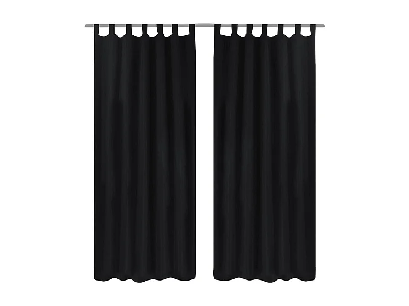 tende con passanti in micro raso nero, 140 x 245 cm